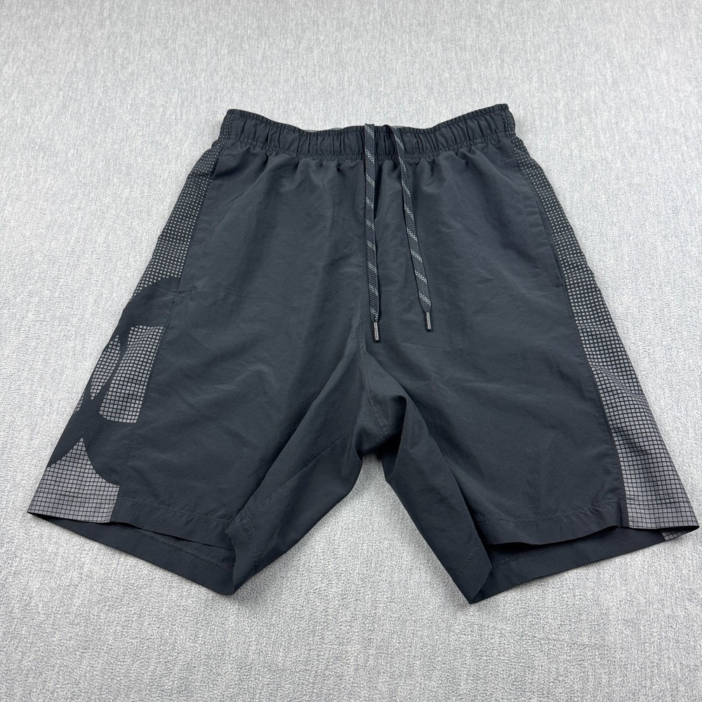 Under Armour Shorts Mens Medium Black Heatgear Loose Elastic Waist Athletic Gym
